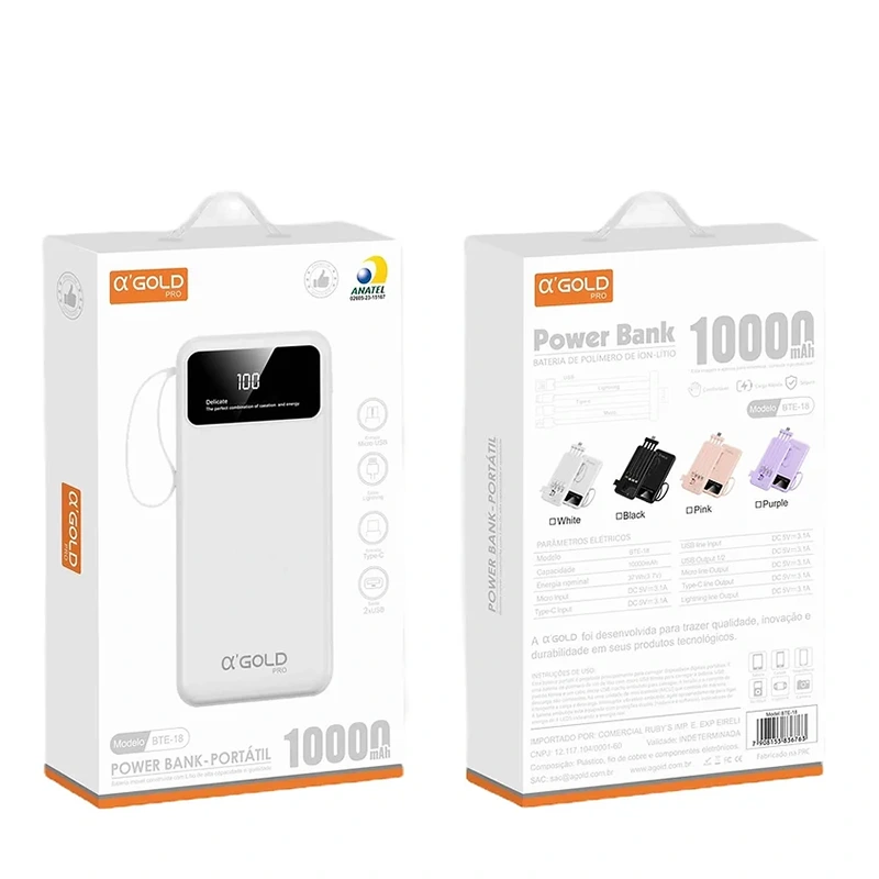 Carregador portátil 10000mah Agold bte 16a