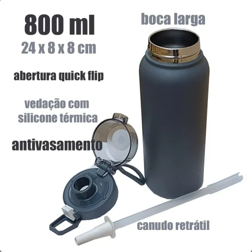 Garrafa térmica premium 800ml fosca